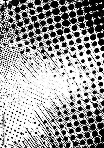Obraz Abstract black and white halftone pattern with dynamic diagonal lines