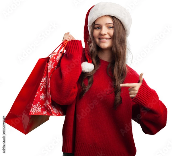 Fototapeta winter holidays and merry christmas concept with shopping bags