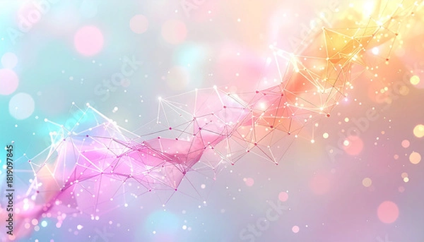Obraz パステルカラーのネットワーク幾何学構造