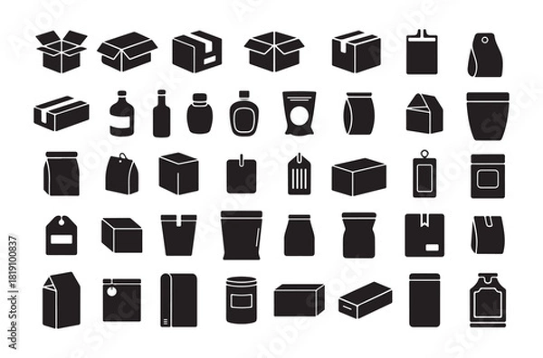 Obraz Packaging boxes and containers silhouette of e-commerce, delivery