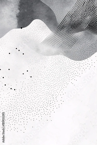 Fototapeta Black abstract wave background with white background. ai generative.