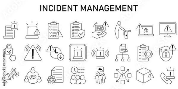 Fototapeta Incident Management Line Editable Icons set. Vector illustration in modern thin line style icons Isolated on transparent background.