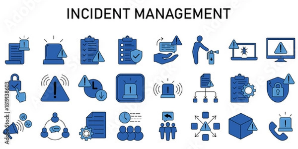 Fototapeta Incident Management Line Editable Icons set. Vector illustration in modern thin line style icons Isolated on transparent background.