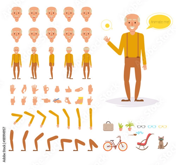 Obraz Grandfather for animation. Poses