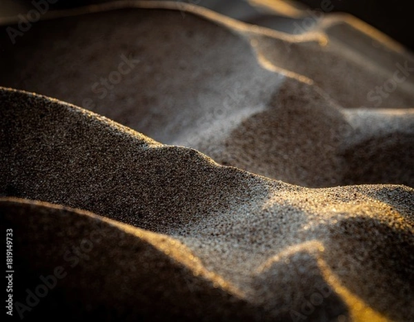 Fototapeta Abstract Golden Sand Dunes Illuminated by Warm Sunlight Creates Rippling Textures and a Sense of Tranquility