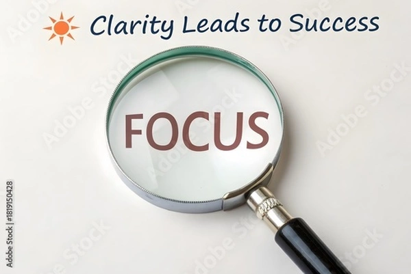 Fototapeta Magnifying glass highlighting the word Focus for motivation