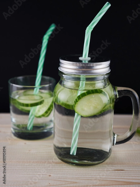 Obraz healthy refreshing drink cucumber