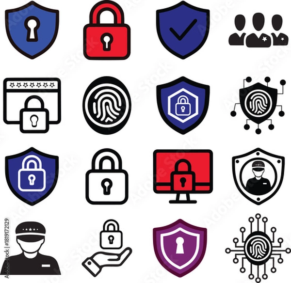 Fototapeta Digital Security and Privacy Icons Collection