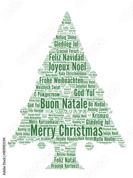 Fototapeta Merry Christmas in different languages word cloud	