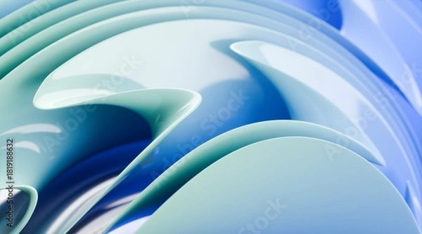 Fototapeta 抽象的な青い曲線