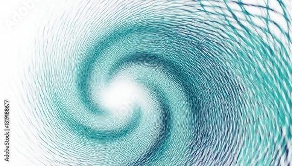 Obraz Abstract teal and white swirl design, radiating from a central point. Lines create a vortex illusion