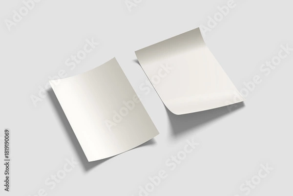 Obraz A4 Paper Mockup with Floating Sheets on Clean Background