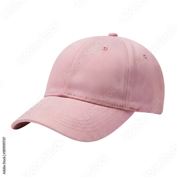 Obraz Plain Pink Baseball Cap Isolated on White Background.