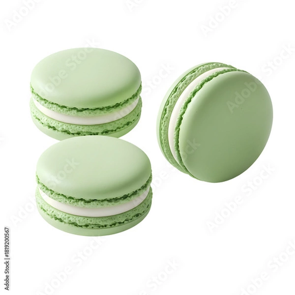 Obraz Three Light Green Macarons with White Filling.
