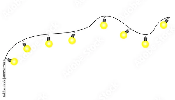 Fototapeta Warm golden festive lights with a soft glow in photorealistic style, perfect for holiday, winter, New Year scenes, party visuals, seasonal banners, EPS/vector ready.