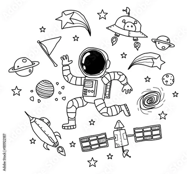 Obraz astronauta w Space Doodle Art