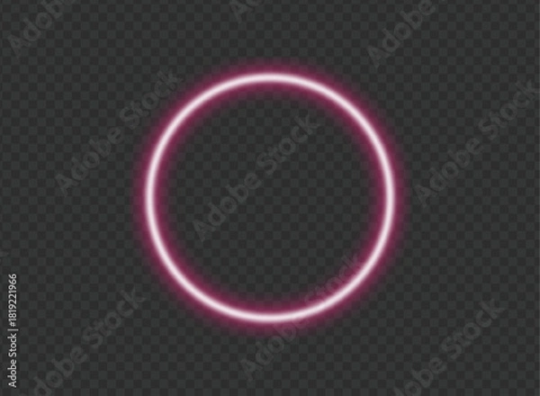 Fototapeta A vibrant pink neon circle with a soft glow, isolated against a transparent background. Perfect for abstract designs, futuristic themes, and graphic overlays.