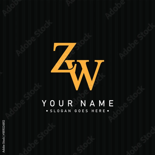 Fototapeta ZW Vector Logo Template - Simple Icon for Initial Letter Z and W Monogram