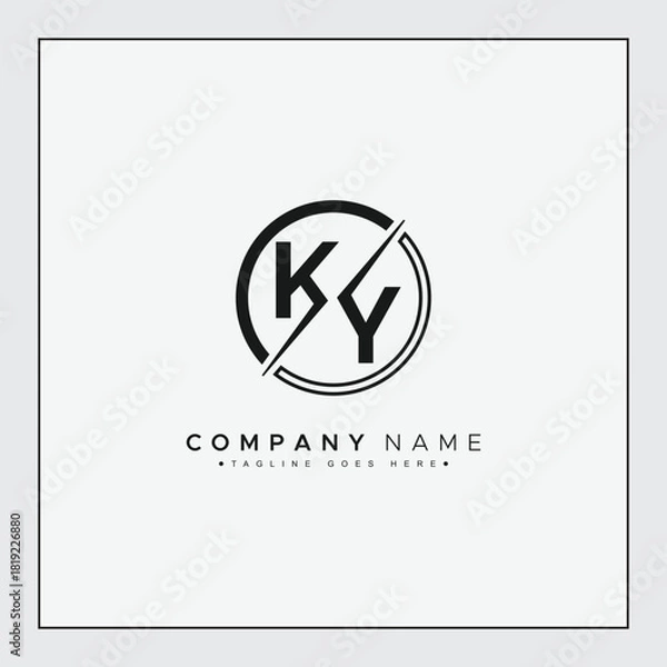 Fototapeta Vector Template for Initial Letter KY Logo - Elegant Monogram Logo for Alphabet K and Y