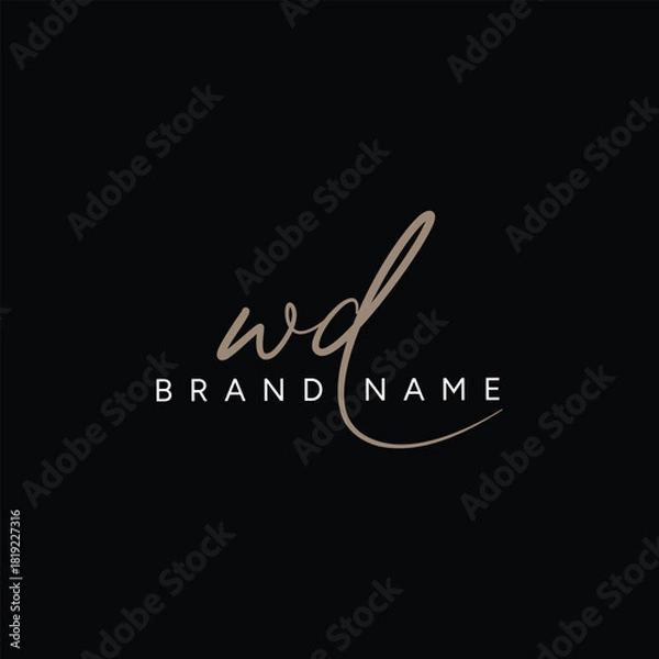 Fototapeta WD Vector Logo Template - Simple Icon for Initial Letter W and D Monogram