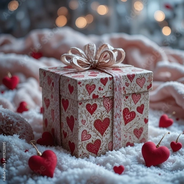 Obraz Gift boxes and hearts on pink background. 
