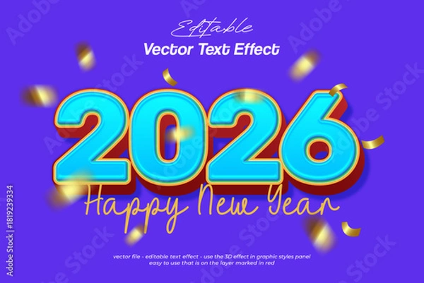 Fototapeta 3D Number bold 2026 with vector text effect