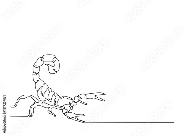 Fototapeta Continuous line art drawing of scorpion animal. Scorpio line art illustration. Editable stroke.