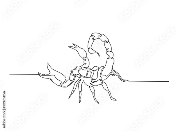 Fototapeta Continuous line art drawing of scorpion animal. Scorpio line art illustration. Editable stroke.