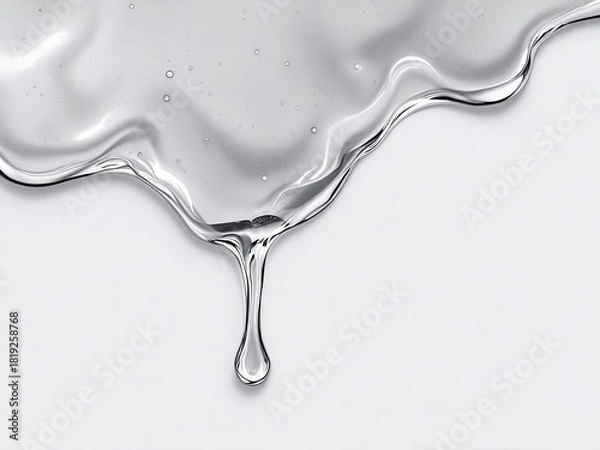 Fototapeta Clear viscous liquid gel dripping, transparent fluid flow texture