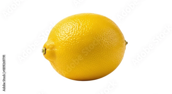 Fototapeta A vibrant yellow lemon, isolated on transparent background, showcases its textured peel and oval shape, perfect for illustrating citrus fruits and healthy eating