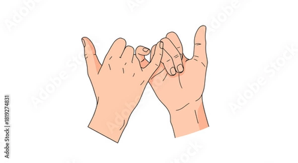 Fototapeta Illustration of two hands making a pinky promise symbolizing trust and loyalty in relationships or