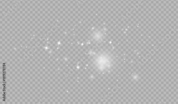 Fototapeta Shiny bokeh png, abstract flare spark, glitter light sparkling, magical stardust, sparkle shine, vector, dust effect bright glowing, png white glittering confetti.