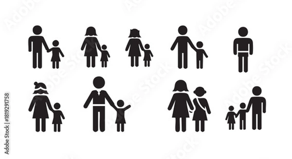 Obraz Family icons representing mother father and child stick figures