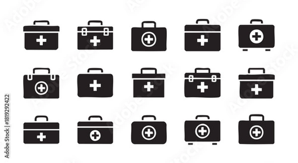 Obraz First aid kit symbol vector illustrations black on white background