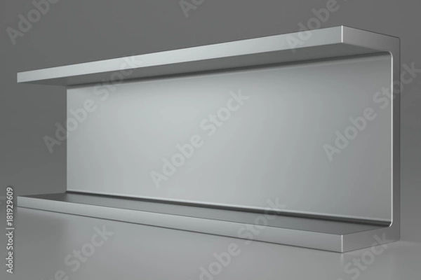Fototapeta Rolled metal products on gray background. 3d rendering.