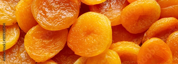 Obraz Organic Raw Dry Apricots, top view. Overhead, from above.
