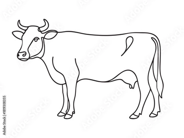 Obraz Cow animal continuous one line drawing minimalism design Editable stroke 
