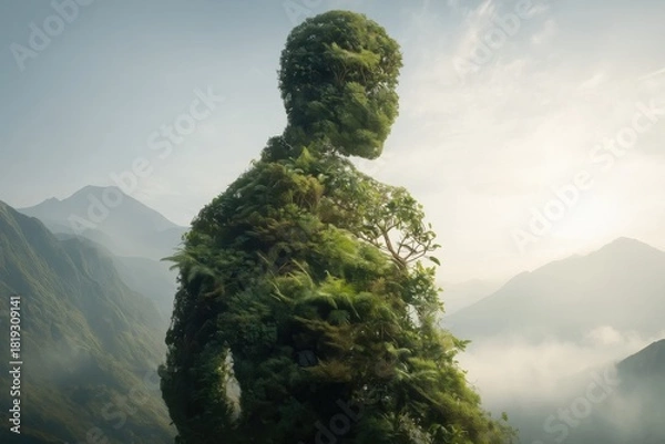 Obraz Human Nature Silhouette With Forest