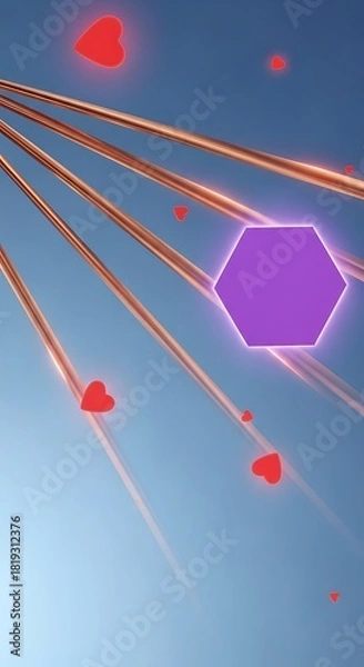 Fototapeta Futuristic abstract background with hearts and geometric shapes design