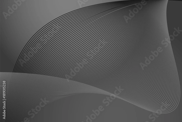 Fototapeta Dark abstract curved line background with modern flowing wave pattern