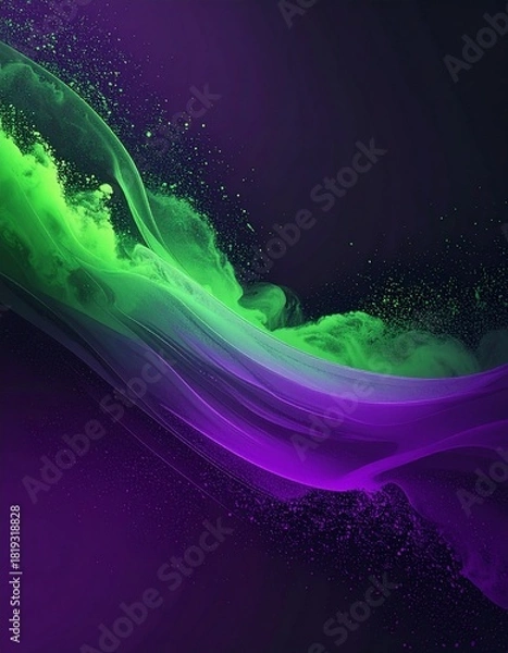 Fototapeta Matte Dark Pop Neon Green Purple Gradient Abstract Background – Minimal Modern Wallpaper Texture