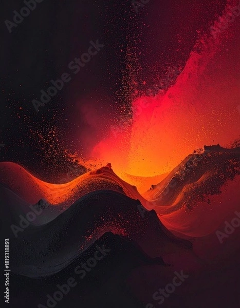 Fototapeta Matte Dark Pop Neon Red Orange Gradient Abstract Background – Minimal Modern Wallpaper Texture
