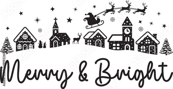 Fototapeta Merry & Bright  On a White Background