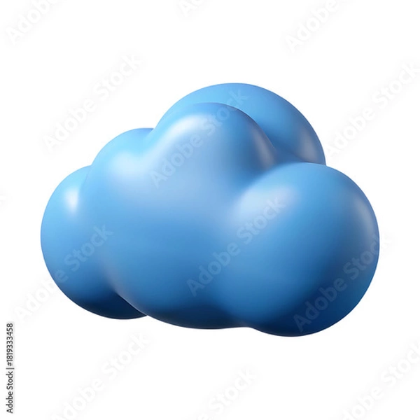 Fototapeta 3d rendering of a fluffy blue cloud isolated on transparent background