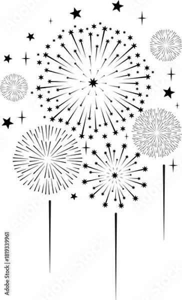 Obraz Fireworks vector isolated on transparent background
