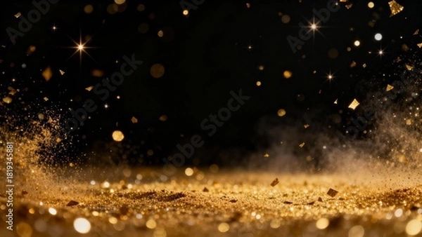 Obraz 검은배경위에흩날리는황금가루와별빛효과