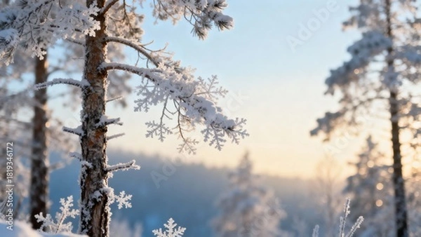 Obraz 눈덮인겨울숲의고요한풍경