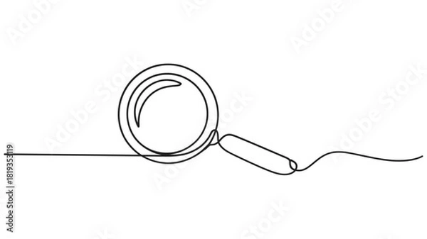Fototapeta Minimalist continuous line drawing of a magnifying glass