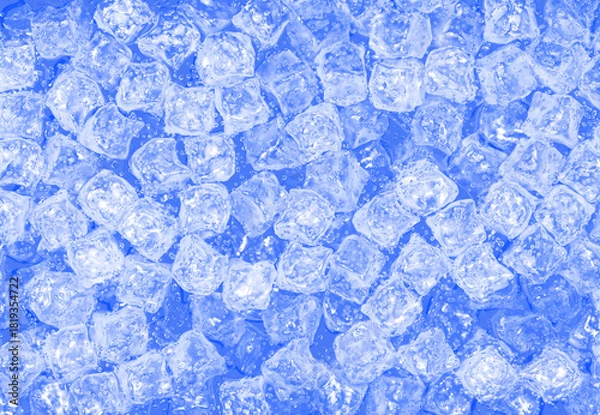 Fototapeta Ice cube blue background. 3d illustration