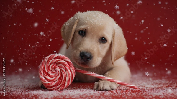 Obraz Puppy with Candy Cane